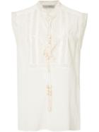 Veronique Branquinho Sleeveless Embroidered Blouse, Women's, Size: 44, Nude/neutrals, Silk