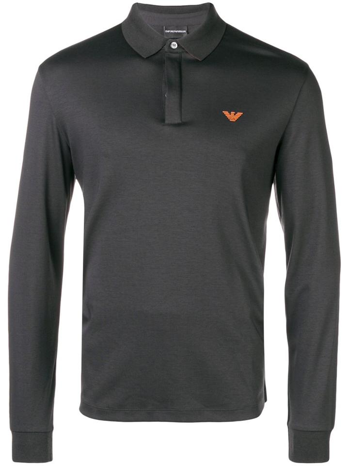 Emporio Armani Long-sleeved Polo Shirt - Grey