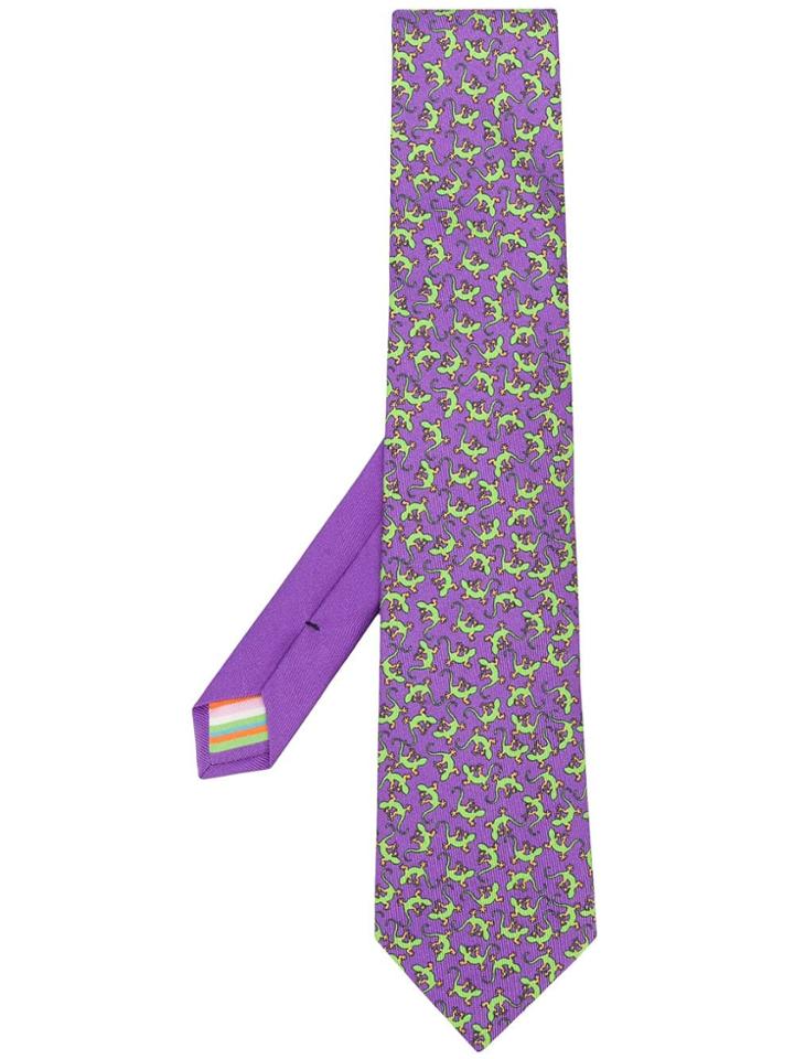 Etro Lizard-print Tie - Purple
