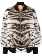 Laneus Tiger Stripe Pattern Bomber Jacket - Neutrals