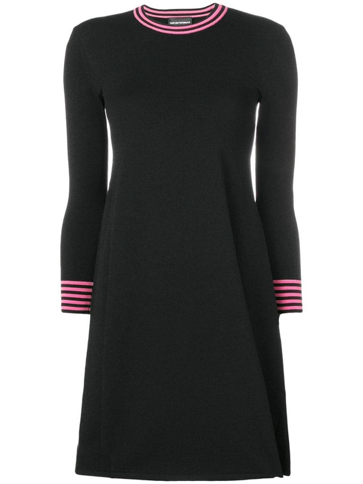 Emporio Armani Stripe Detail Knitted Dress - Black