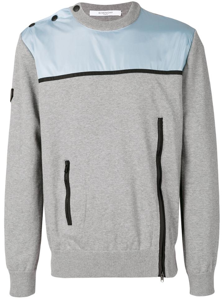 Givenchy Zip-detailed Panelled Sweatshirt - Grey