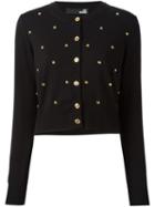 Love Moschino Studded Cardigan, Women's, Size: 42, Black, Virgin Wool
