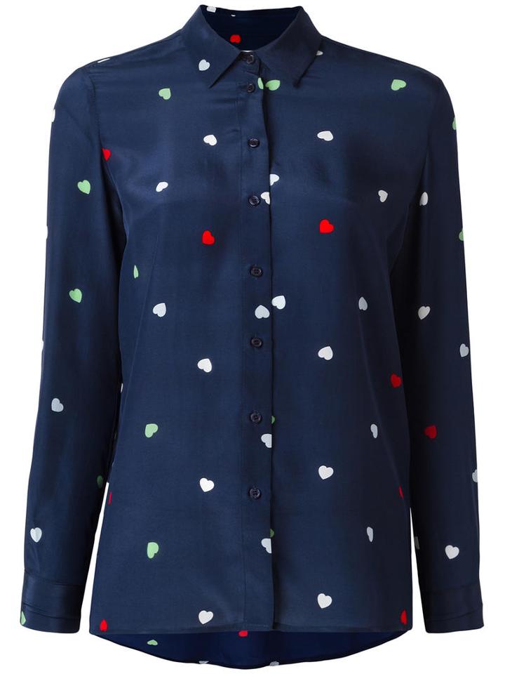 Zoe Karssen Heart Print Shirt, Women's, Size: Small, Blue, Silk