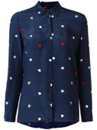 Zoe Karssen Heart Print Shirt, Women's, Size: Small, Blue, Silk