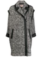 Twin-set Check Pattern Coat - Black
