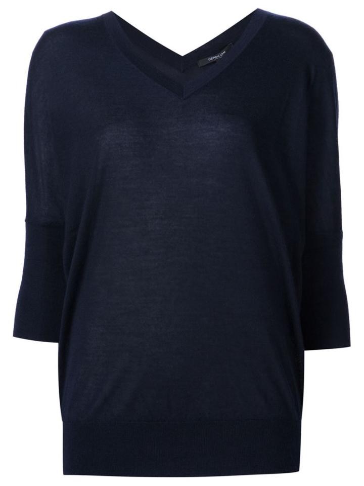 Derek Lam V-neck Jumper, Women's, Size: Xl, Blue, Silk/cashmere