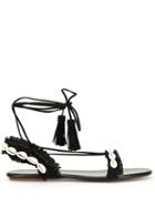 Aquazzura Seashell Embellished Sandals - Black