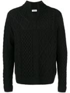 Coohem Aran Patchwork Knitted Jumper - Black