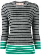 Marni - Striped Top - Women - Virgin Wool - 44, Women's, Grey, Virgin Wool