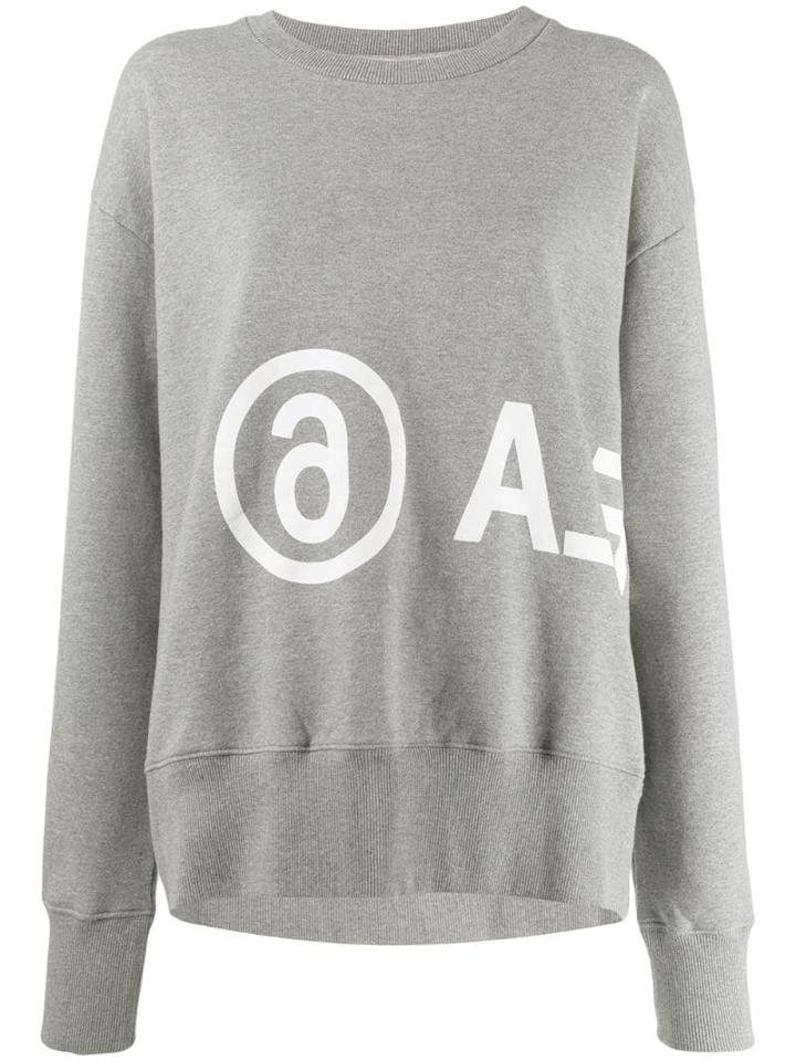 Mm6 Maison Margiela Reversed Logo Oversized Sweatshirt - Grey