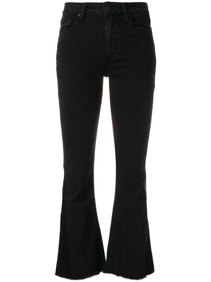 Paige Cropped Kick Flare Jeans - Black