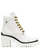 Miu Miu Chunky Lace-up Ankle Boots - White