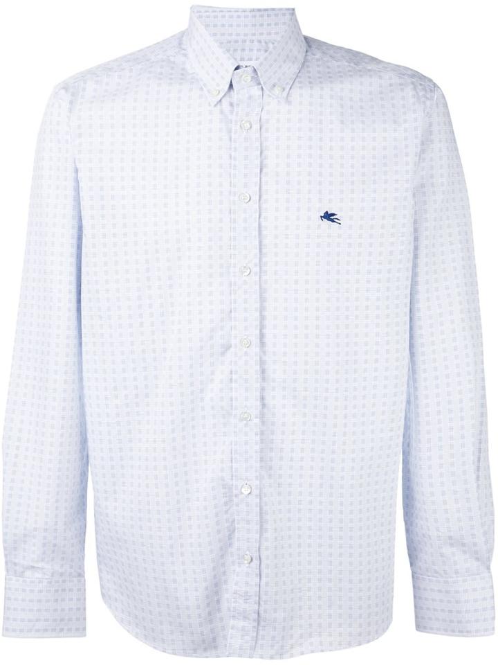 Etro Plain Shirt, Men's, Size: 39, Blue, Cotton
