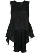 Khaite High-low Ruffled Back Sleeveless Top - Black