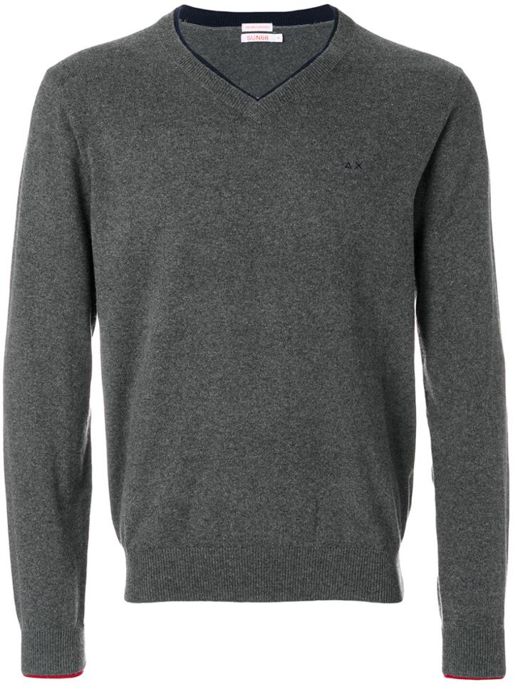 Sun 68 V Neck Sweatshirt - Grey