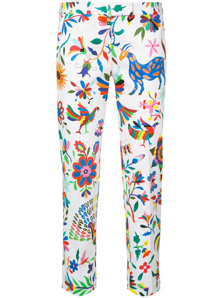 Milly - Floral-print Cropped Trousers - Women - Cotton/spandex/elastane - 2, White, Cotton/spandex/elastane