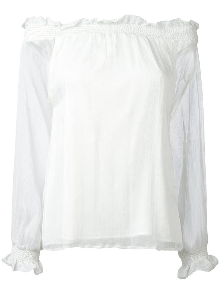 P.a.r.o.s.h. Off-the-shoulder Blouse, Women's, Size: Xs, White, Silk/polyester