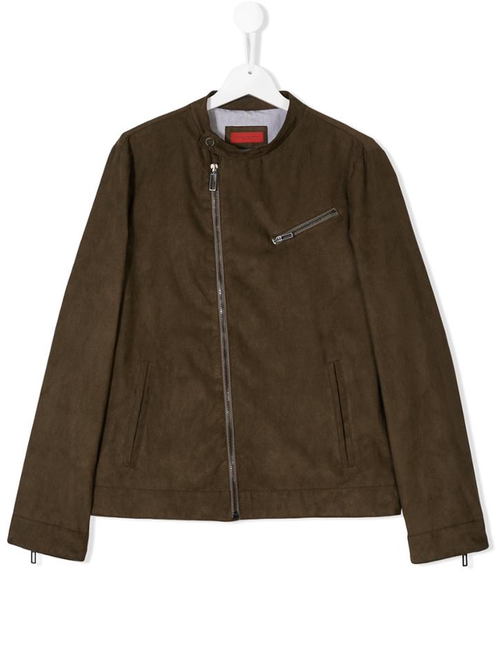 Paolo Pecora Kids Off-center Zipped Jacket - Brown