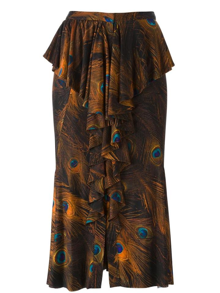 Givenchy Peacock Feather Print Skirt