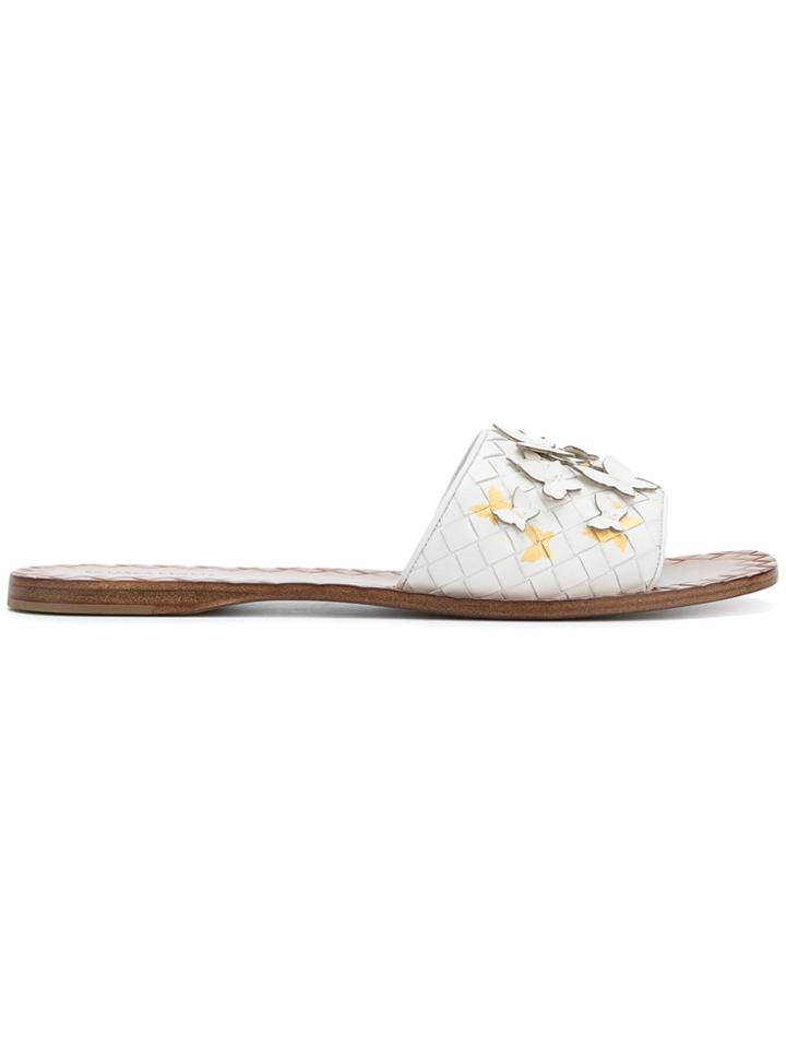 Bottega Veneta Butterfly Intrecciato Sandals - White