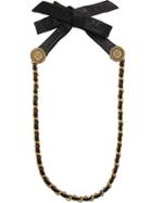 Chanel Vintage Bow Charm Medallion Chain - Black