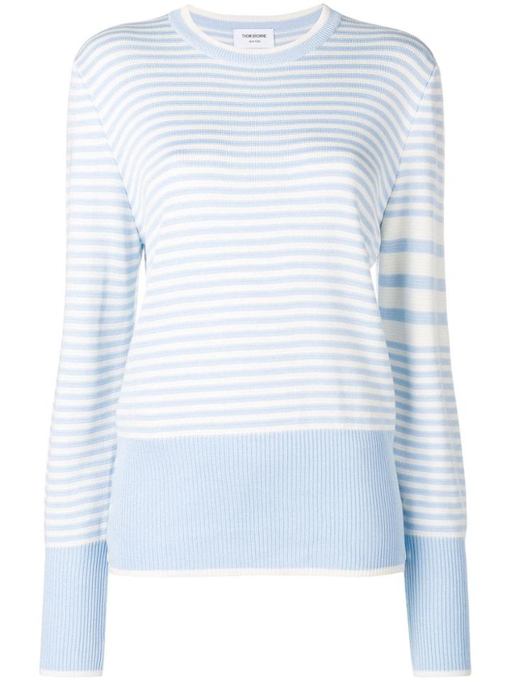 Thom Browne 4-bar Bicolor Stripe Silk Pullover - Blue