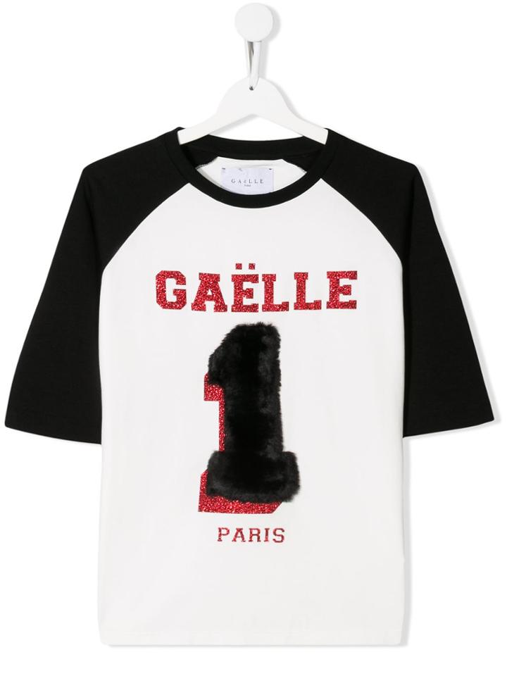 Gaelle Paris Kids Logo Printed Jersey Top - White