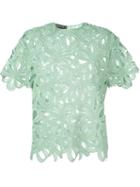 Rochas Floral Embroidered Top, Women's, Size: 38, Green, Polyester/cotton/polyamide