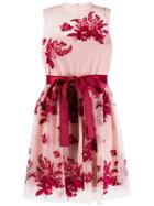 Red Valentino Peony Embroidered Tulle Dress - Pink