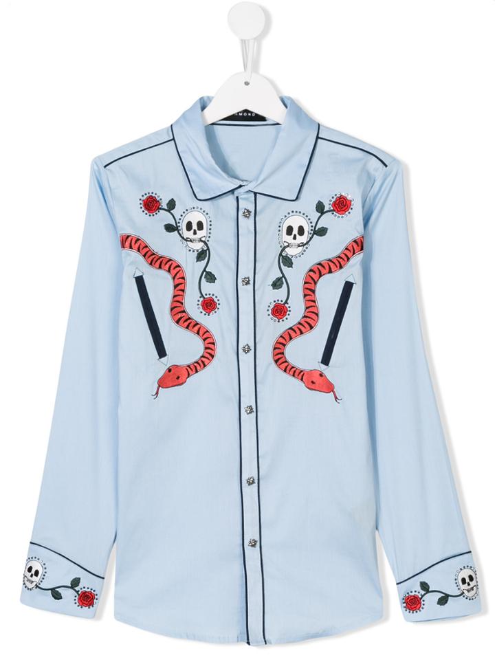John Richmond Kids Heavenly Embroidered Shirt - Blue