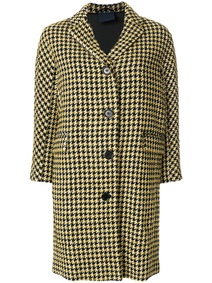 Aspesi Houndstooth Pattern Coat - Yellow & Orange