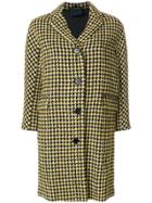 Aspesi Houndstooth Pattern Coat - Yellow & Orange