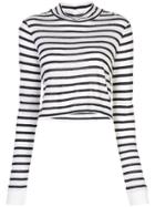 T By Alexander Wang Long-sleeved Striped T-shirt - White