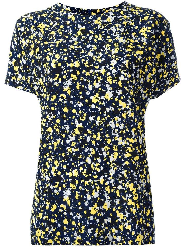 Cédric Charlier Splatter Print T-shirt, Women's, Size: 40, Blue, Silk