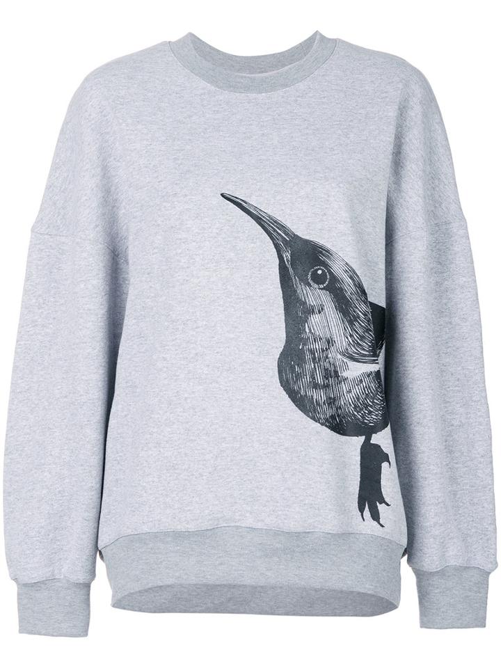 Ioana Ciolacu - Round Neck Bird Sweater - Women - Cotton/polyester - M, Grey, Cotton/polyester