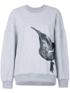 Ioana Ciolacu - Round Neck Bird Sweater - Women - Cotton/polyester - M, Grey, Cotton/polyester