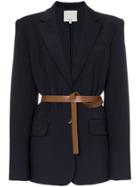 Tibi Belted Relaxed Fit Blazer - Blue