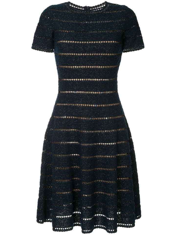 Oscar De La Renta Cut-out Detail Knitted Dress - Blue