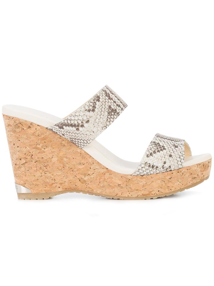 Jimmy Choo Parker 100 Wedge Sandals - Nude & Neutrals