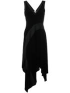 Dkny Ribbed Insert Asymmetric Dress - Black