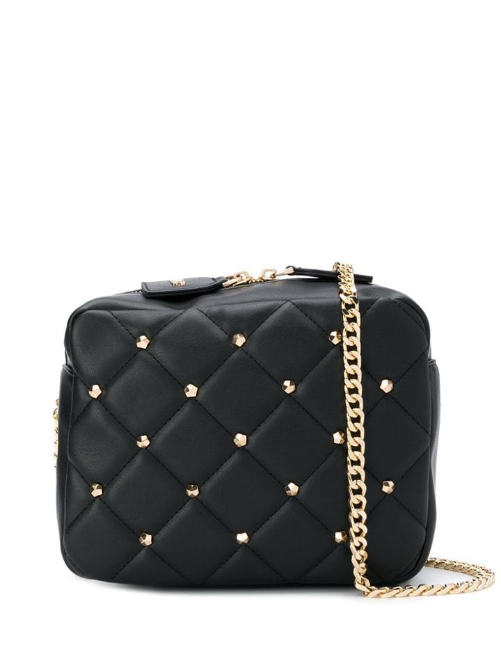 La Carrie Diamond Quilt Crossbody Bag - Black