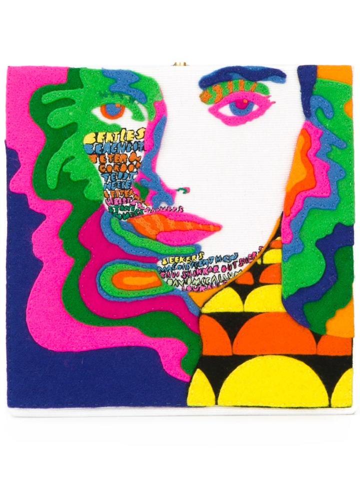 Olympia Le-tan Psychedelic Motif Clutch, Cotton/wool Felt