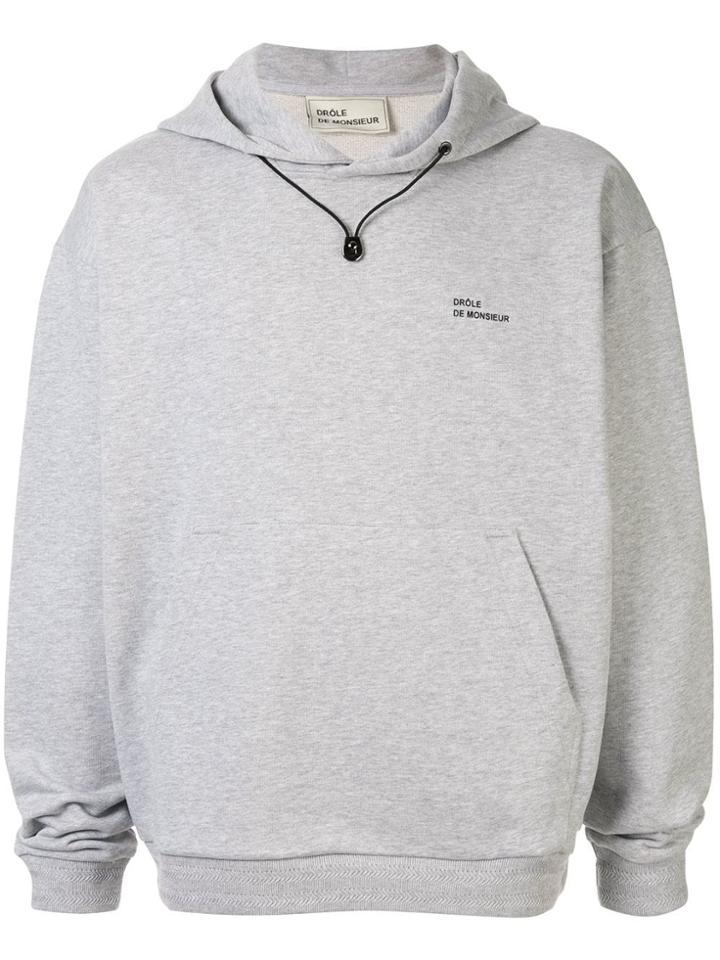 Drôle De Monsieur Drawstring Fastened Hoodie - Grey