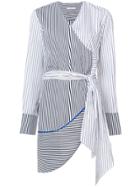 Tome Asymmetric Wrap Striped Blouse - White