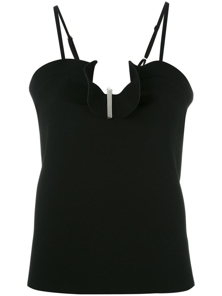 Carven Ruffled Cami Top, Women's, Size: 34, Black, Silk/polyester/acetate