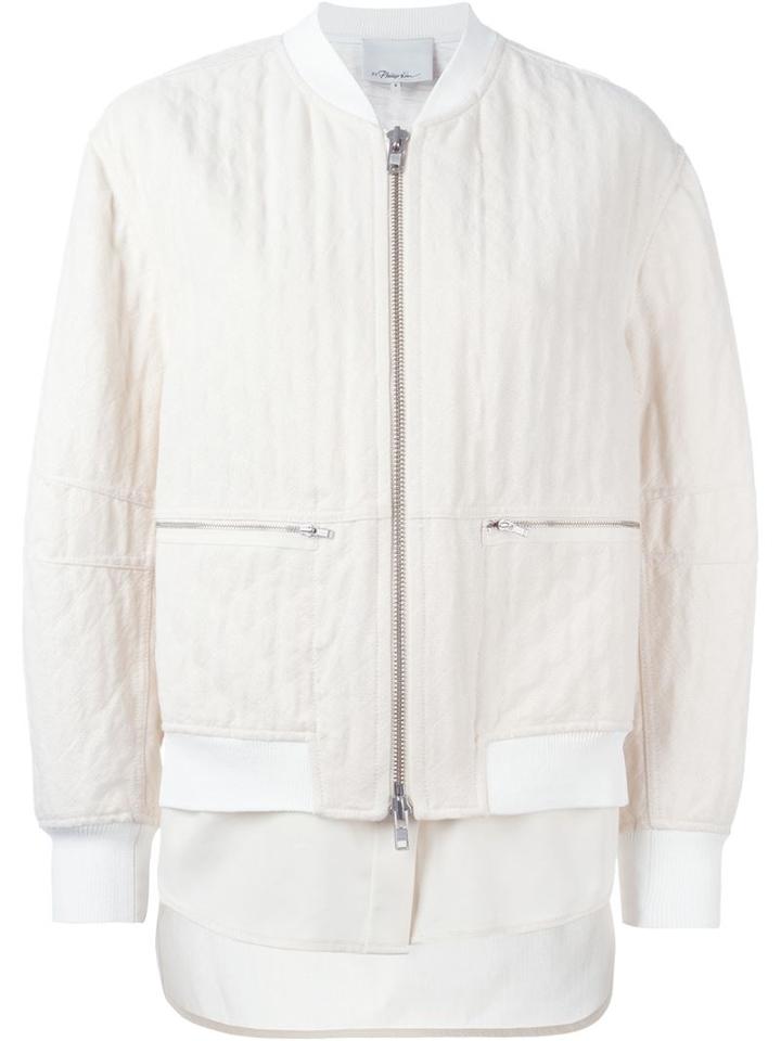 3.1 Phillip Lim Quilted Bomber Jacket, Women's, Size: 2, Nude/neutrals, Cotton/polyester/viscose/spandex/elastane