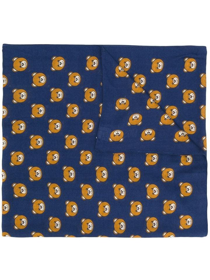 Moschino Teddy Bear-print Scarf - Blue