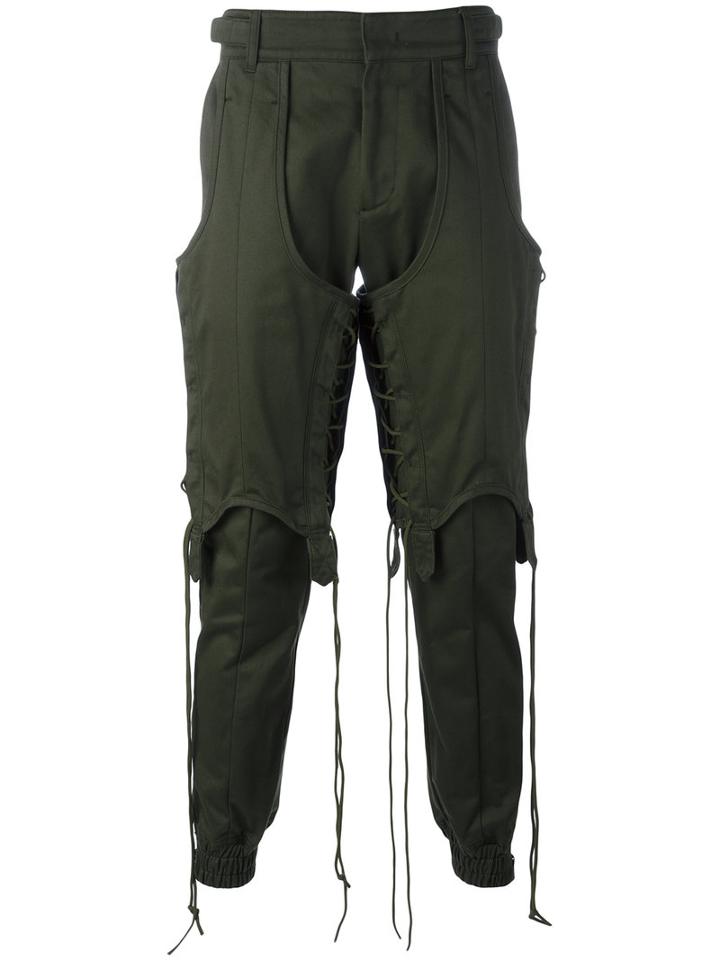 Juun.j - Lace-up Detail Sweatpants - Men - Cotton - 48, Green, Cotton