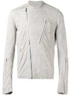 Rick Owens Collarless Biker Jacket, Men's, Size: 50, Nude/neutrals, Cotton/leather/cupro